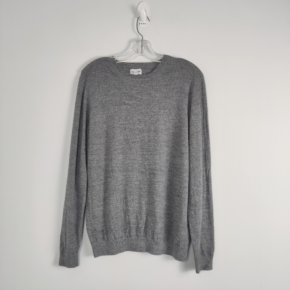 Oak and Frank Men's Merino Wool V-Neck Sweater Heather Gray Size Large